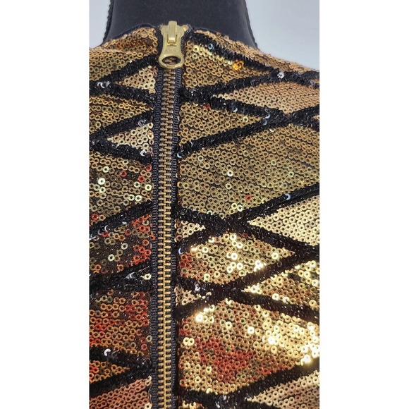 Marciano Gold Sequin Long Sleeve Crop Top & Midi Skirt Set Party Cocktail - Picture 6 of 9